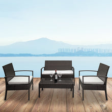 Load image into Gallery viewer, Outdoor 2pcs Arm Chairs 1pc Love Seat &amp; Tempered Glass Coffee Table Rattan Sofa Set  XH