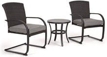 Load image into Gallery viewer, Grand patio 3 Piece Outdoor Bistro Set with Cushioned Wicker Spring Chairs and Metal Side Table