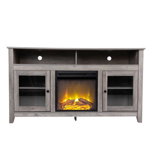 Retro Glass Door Fireplace TV cabinet for TVs up to 65 Inches
