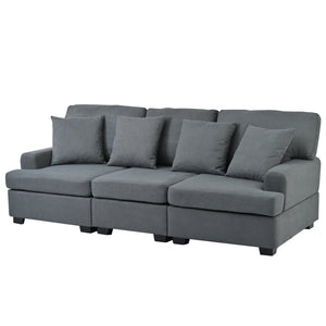 3 Seat Sofa with Removable Back and Seat Cushions and 4 Comfortable Pillows