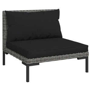 9 Piece Patio Lounge Set with Cushions Poly Rattan Dark Gray