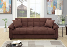 Load image into Gallery viewer, Contemporary Living Room Adjustable Sofa Chocolate Color Microfiber Plush Storage Couch 1pc Futon Sofa w Pillows