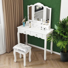 Load image into Gallery viewer, Four-drawing three-mirror dressing table-white