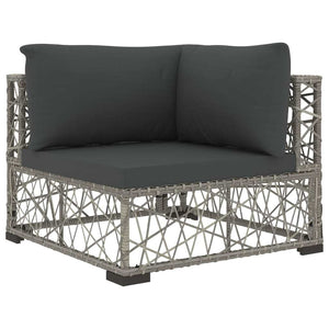 5 Piece Garden Lounge Set with Cushions Poly Rattan Gray