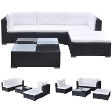 Load image into Gallery viewer, 5 Piece Garden Lounge Set with Cushions Poly Rattan Black