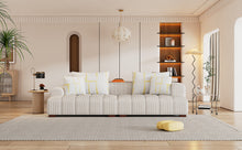 Load image into Gallery viewer, 103.9&quot; Modern Couch Corduroy Fabric Comfy Sofa with Rubber Wood Legs,4Pillows,Beige.