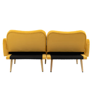 65 in Mid Century Modern Velvet Love Seats Sofa with 2 Bolster Pillows, Loveseat Armrest