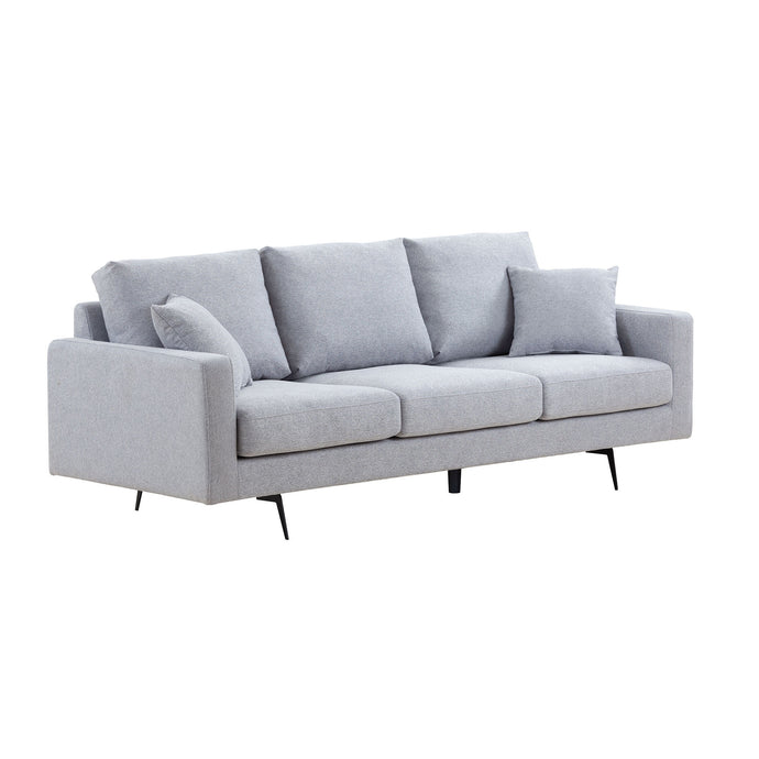 Modern Three Seat Sofa Couch with 2 Pillows; Light Grey Perfect for Every Occasion.