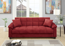 Load image into Gallery viewer, Contemporary Living Room Adjustable Sofa Red Color Microfiber Plush Storage Couch 1pc Futon Sofa w Pillows