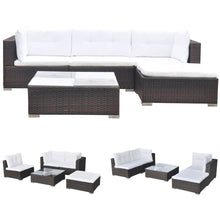 Load image into Gallery viewer, 5 Piece Garden Lounge Set with Cushions Poly Rattan Brown