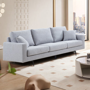 Modern Three Seat Sofa Couch with 2 Pillows; Light Grey Perfect for Every Occasion.