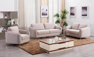Contemporary 1pc Sofa Beige Color with Gold Metal Legs Plywood Pocket Springs and Foam Casual Living Room Furniture