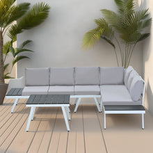 Load image into Gallery viewer, Aluminum Patio Furniture Set, Modern Garden Sectional Sofa Set with End Tables.