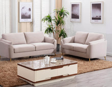 Load image into Gallery viewer, The Sofa Beige Color with Gold Metal Legs Plywood Pocket Springs and Foam Casual Living Room Furniture