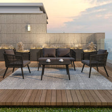 Load image into Gallery viewer, Kierra All-Weather 4-Piece Woven Conversation Set with Zippered Removable Cushions &amp; Metal Coffee Table