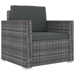 13 Piece Garden Lounge Set with Cushions Poly Rattan Gray