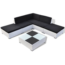 Load image into Gallery viewer, 6 Piece Garden Lounge Set with Cushions Poly Rattan White