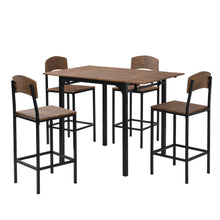 Load image into Gallery viewer, TOPMAX Farmhouse 5-piece Counter Height Drop Leaf Dining Table Set with Dining Chairs for 4; Black Frame+Brown Tabletop