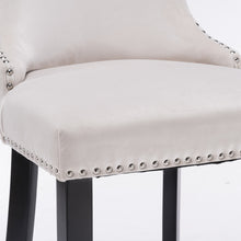 Load image into Gallery viewer, Contemporary Velvet Upholstered Wing-Back Barstools with Button Tufted Decoration and Wooden Legs,