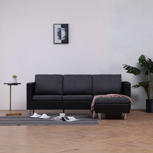 Load image into Gallery viewer, 3-Seater Sofa with Cushions Black Faux Leather
