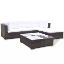 Load image into Gallery viewer, 5 Piece Garden Lounge Set with Cushions Poly Rattan Brown