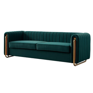 Modern velvet sofa green color
