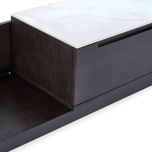 Black Color Modern Sintered Stone And Ash Wood TV Cabinet