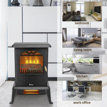 Load image into Gallery viewer, Electric Fireplace Stove Space Heater 1500W Portable Freestanding with Thermostat, Realistic Flame Logs Vintage Design for Corners
