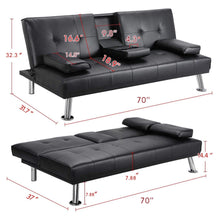 Load image into Gallery viewer, Sofa Bed; Modern Faux Leather Convertible Folding Lounge Sofa for Charming Black.