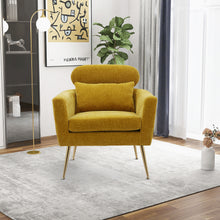 Load image into Gallery viewer, 29.5\\\\\\\&quot;W Modern Chenille Accent Chair Armchair Upholstered Reading Chair Single Sofa Leisure Club Chair with Gold Metal Leg and Throw Pillow for Living Room Bedroom Dorm Room Office