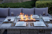 Load image into Gallery viewer, 5-Piece Gray Outdoor Sofa Set with Fire Pit Table .