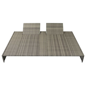 Outdoor Lounge Set 15 Pieces Poly Rattan Gray