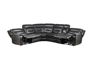 Sectional Sofa (Power Motion); Gray Leather-Aire (1Set/6Ctn) 54810