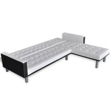 Load image into Gallery viewer, L-shaped Sofa Bed Artificial Leather White and Black