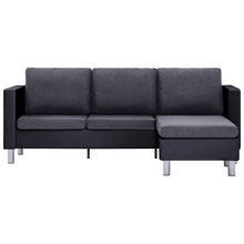 Load image into Gallery viewer, 3-Seater Sofa with Cushions Black Faux Leather