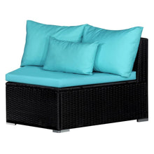 Load image into Gallery viewer, 9 Piece Garden Lounge Set with Cushions Poly Rattan Blue