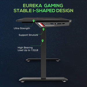 EUREKA ERGONOMIC I1-S Computer Gaming Desk, 43.3" Small Home Office PC Gaming Desk with Eureka Gaming Mousepad, T-Shaped Writing Study Tables Popular