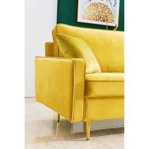Modern Velvet fabric sofa 71" - Yellow