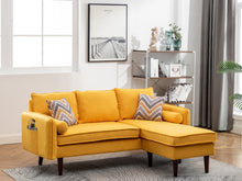 Load image into Gallery viewer, Mia Yellow Sectional Sofa Chaise with USB Charger &amp; Pillows