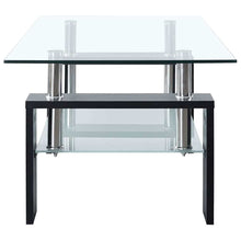 Load image into Gallery viewer, Coffee Table Black and Transparent 37.4&quot;x21.7&quot;x15.7&quot; Tempered Glass