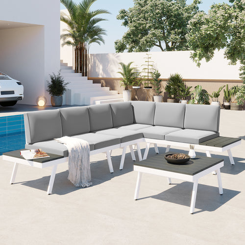 Aluminum Patio Furniture Set, Modern Garden Sectional Sofa Set.