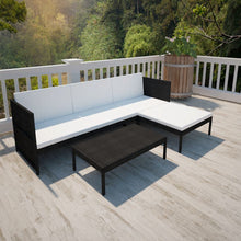 Load image into Gallery viewer, 3 Piece Garden Lounge Set with Cushions Poly Rattan Black