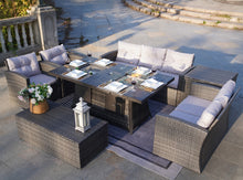 Load image into Gallery viewer, 7 PCS  Patio Conversational Sofa Set With Gas Firepit And Ice Container.