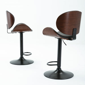 Set of 2 Adjustable Bar Stools ; Upholstered Swivel Barstool; Mix color PU Leather Barstools