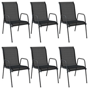 Patio Chairs 6 pcs Steel and Textilene Black