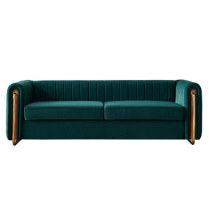 Modern velvet sofa green color