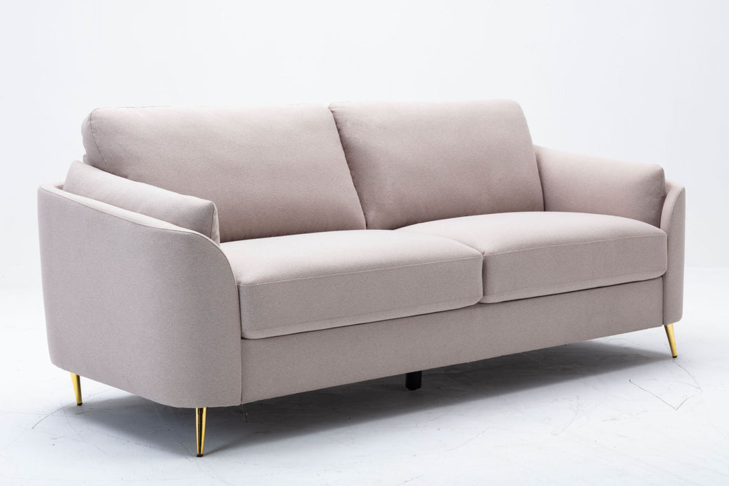 The Sofa Beige Color with Gold Metal Legs Plywood Pocket Springs and Foam Casual Living Room Furniture