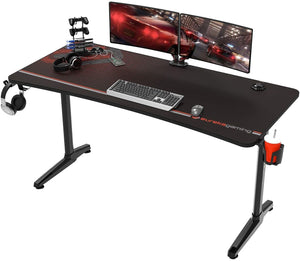EUREKA ERGONOMIC Gaming Desk 60" Home Office Computer Desk, New Polygon Legs Design, Captain Series (60 Inch, Black)