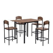Load image into Gallery viewer, TOPMAX Farmhouse 5-piece Counter Height Drop Leaf Dining Table Set with Dining Chairs for 4; Black Frame+Brown Tabletop