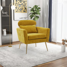 Load image into Gallery viewer, 29.5\\\\\\\&quot;W Modern Chenille Accent Chair Armchair Upholstered Reading Chair Single Sofa Leisure Club Chair with Gold Metal Leg and Throw Pillow for Living Room Bedroom Dorm Room Office